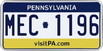 PA license plate MEC1196