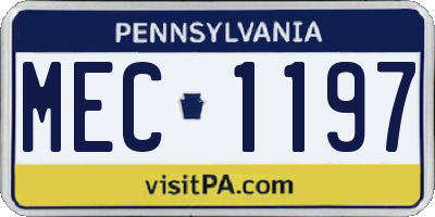 PA license plate MEC1197
