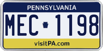 PA license plate MEC1198