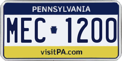 PA license plate MEC1200