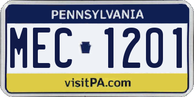 PA license plate MEC1201