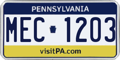 PA license plate MEC1203