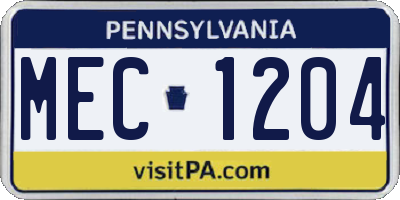PA license plate MEC1204