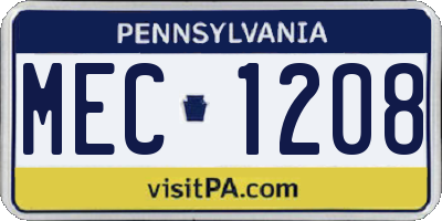 PA license plate MEC1208