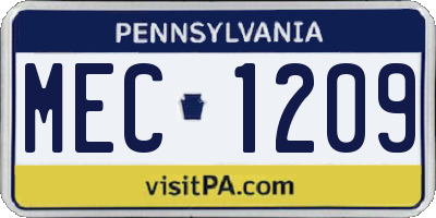 PA license plate MEC1209
