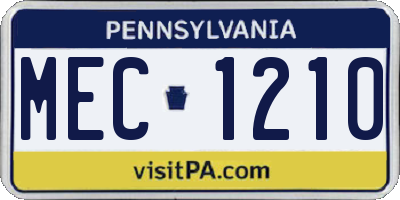 PA license plate MEC1210