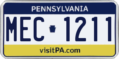 PA license plate MEC1211