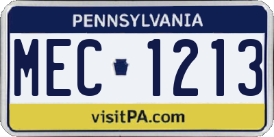 PA license plate MEC1213