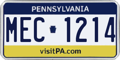 PA license plate MEC1214