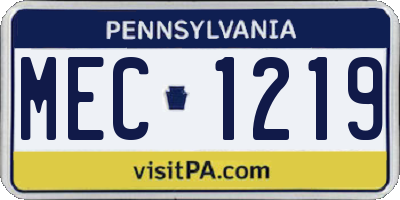PA license plate MEC1219