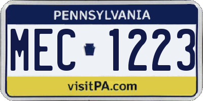 PA license plate MEC1223