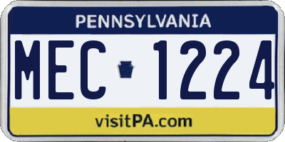 PA license plate MEC1224