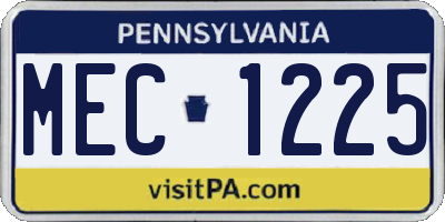 PA license plate MEC1225
