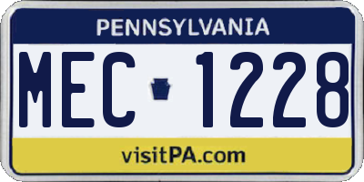 PA license plate MEC1228