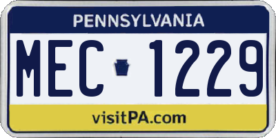 PA license plate MEC1229