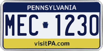 PA license plate MEC1230