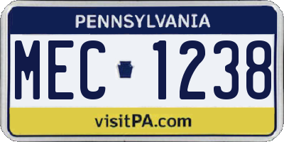 PA license plate MEC1238