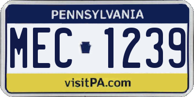 PA license plate MEC1239