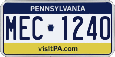 PA license plate MEC1240