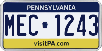 PA license plate MEC1243