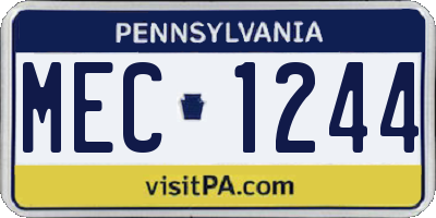 PA license plate MEC1244