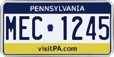 PA license plate MEC1245