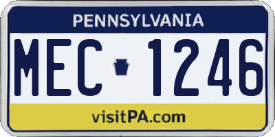 PA license plate MEC1246