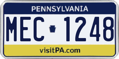 PA license plate MEC1248