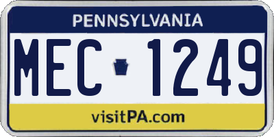 PA license plate MEC1249
