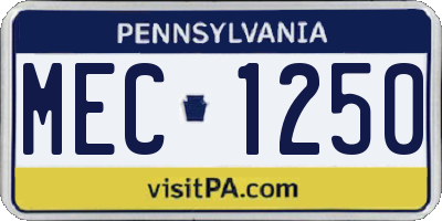 PA license plate MEC1250