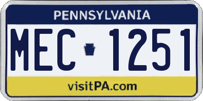PA license plate MEC1251