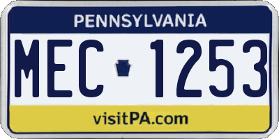 PA license plate MEC1253