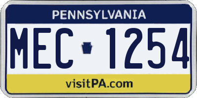 PA license plate MEC1254