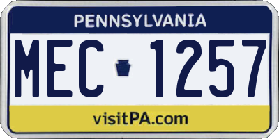 PA license plate MEC1257
