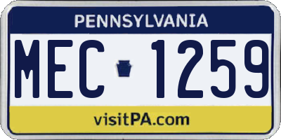 PA license plate MEC1259