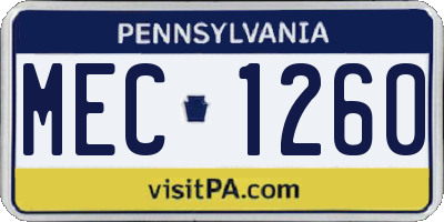 PA license plate MEC1260