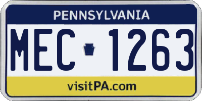 PA license plate MEC1263