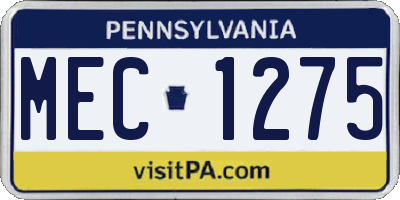 PA license plate MEC1275