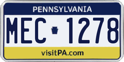 PA license plate MEC1278