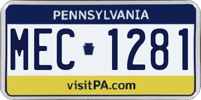 PA license plate MEC1281
