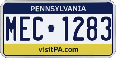 PA license plate MEC1283
