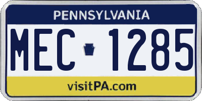 PA license plate MEC1285