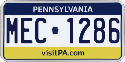 PA license plate MEC1286