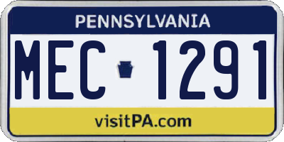 PA license plate MEC1291