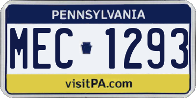 PA license plate MEC1293