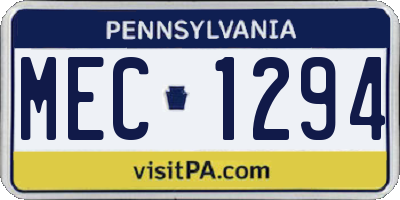 PA license plate MEC1294