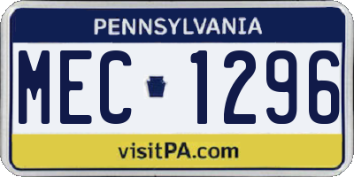PA license plate MEC1296