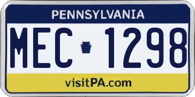 PA license plate MEC1298