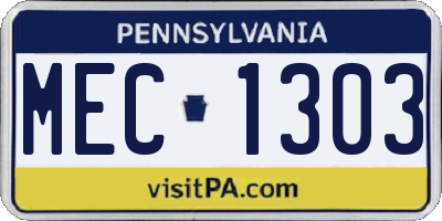 PA license plate MEC1303