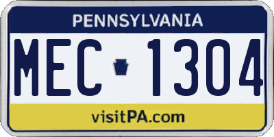 PA license plate MEC1304
